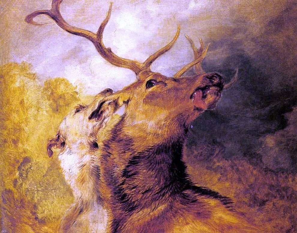 Sir Edwin Henry Landseer Stag and Hound, 20"x25" Wall Decal