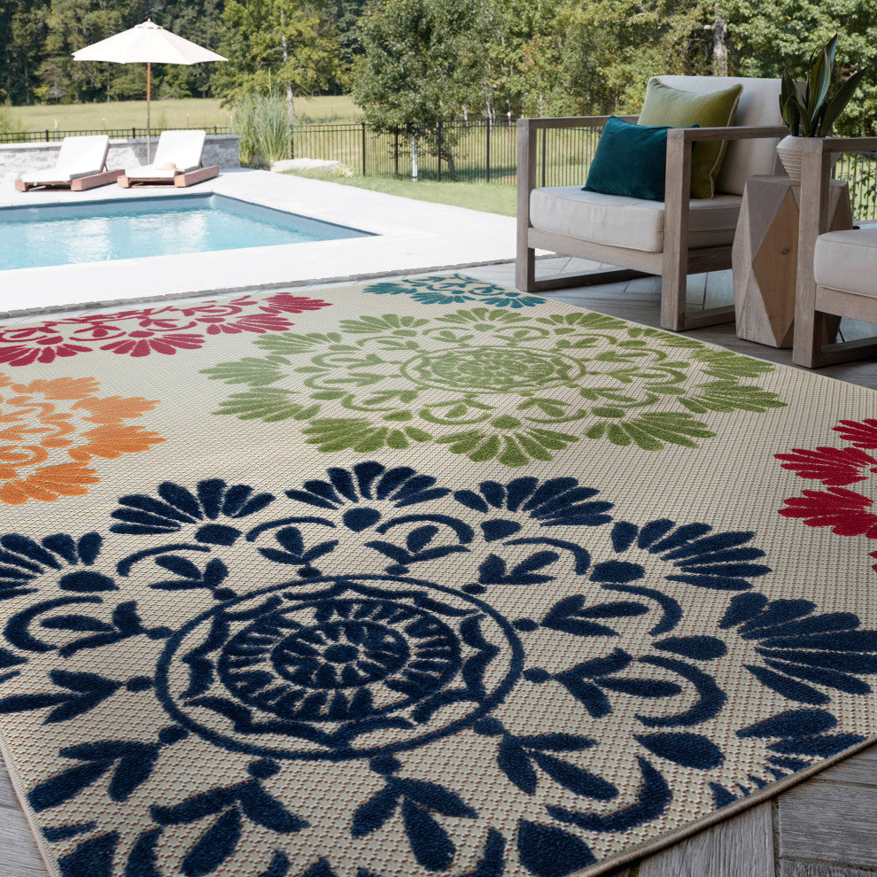 Octavia Modern Floral Area Rug, Multi-Color, 7'11" X 10'3"