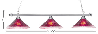 Square 3-Light Bar, Brushed Nickel/Raspberry Crystal