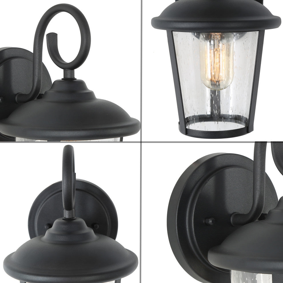 Outdoor Wall Light with Seesed Glass Shade 1-Light Matte Black