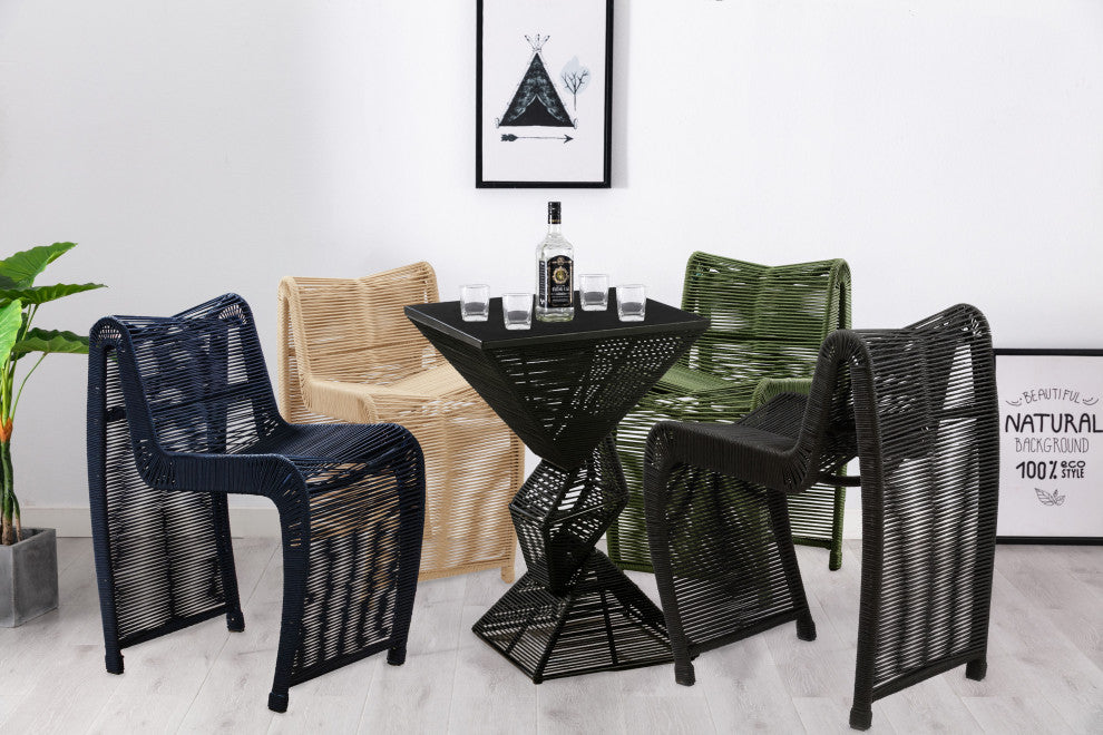 24" Lorenzo Rope Counter Stool, Set of 2, Black