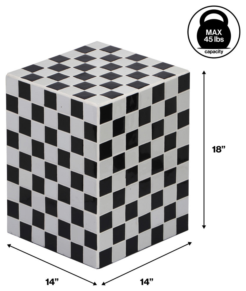 Callista 18" Modern Bohemian Ceramic Tiled Rectangle End Table