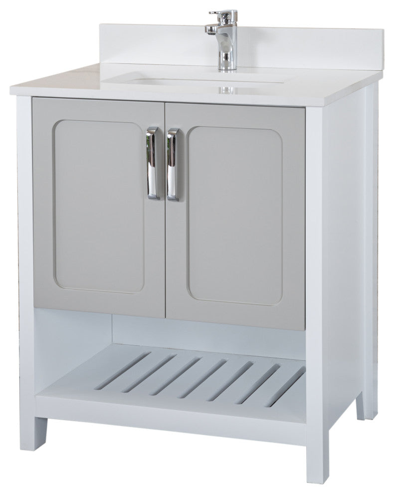 Florin Collection 30" Bathroom Vanity With Sink, Mirror, Countertop, Gray