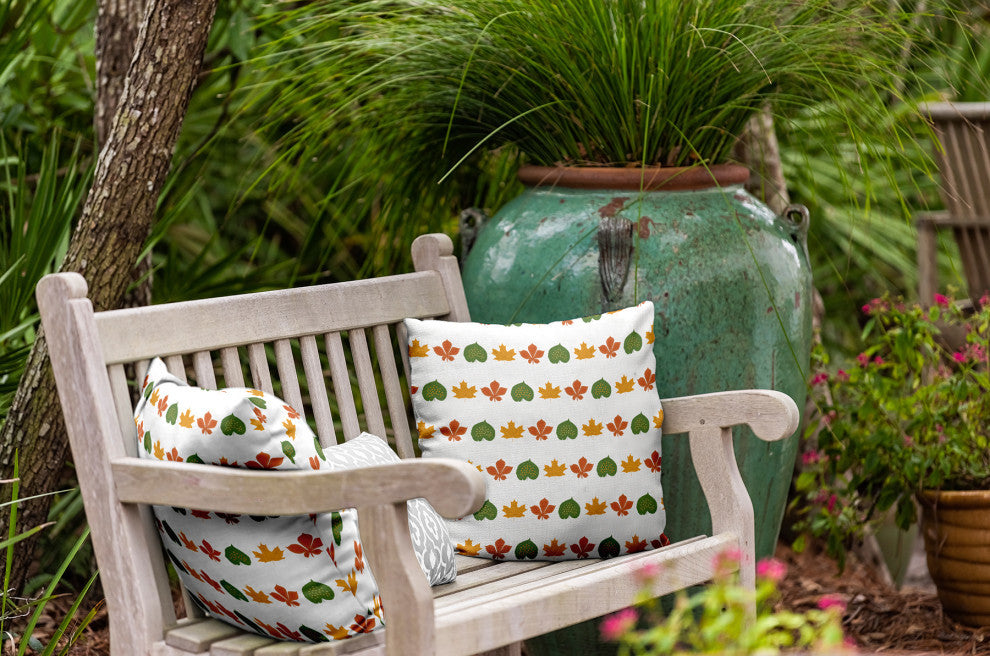 Leaf Stripe Indoor/Outdoor Throw Pillow, Scallion, 20"x20"