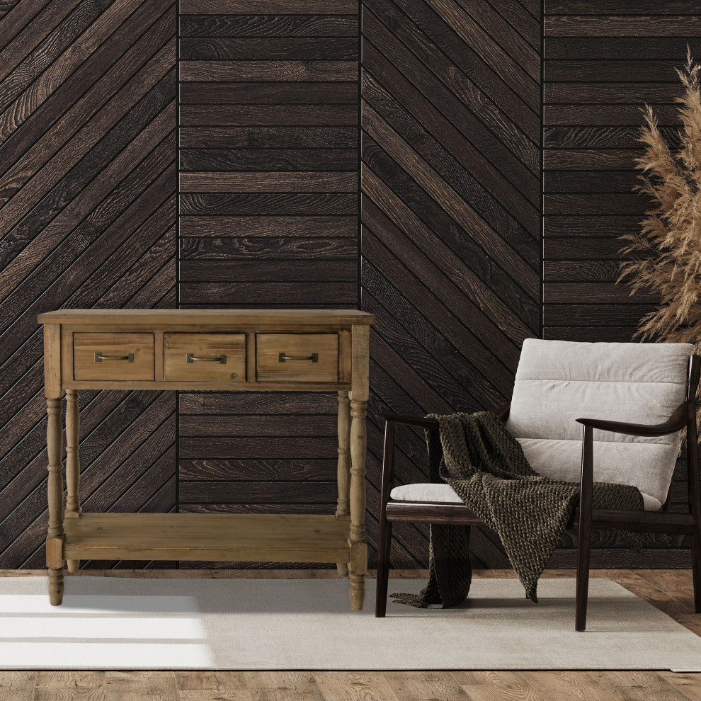 3 Drawer Rustic Console Table, Poplar and Fir Wood