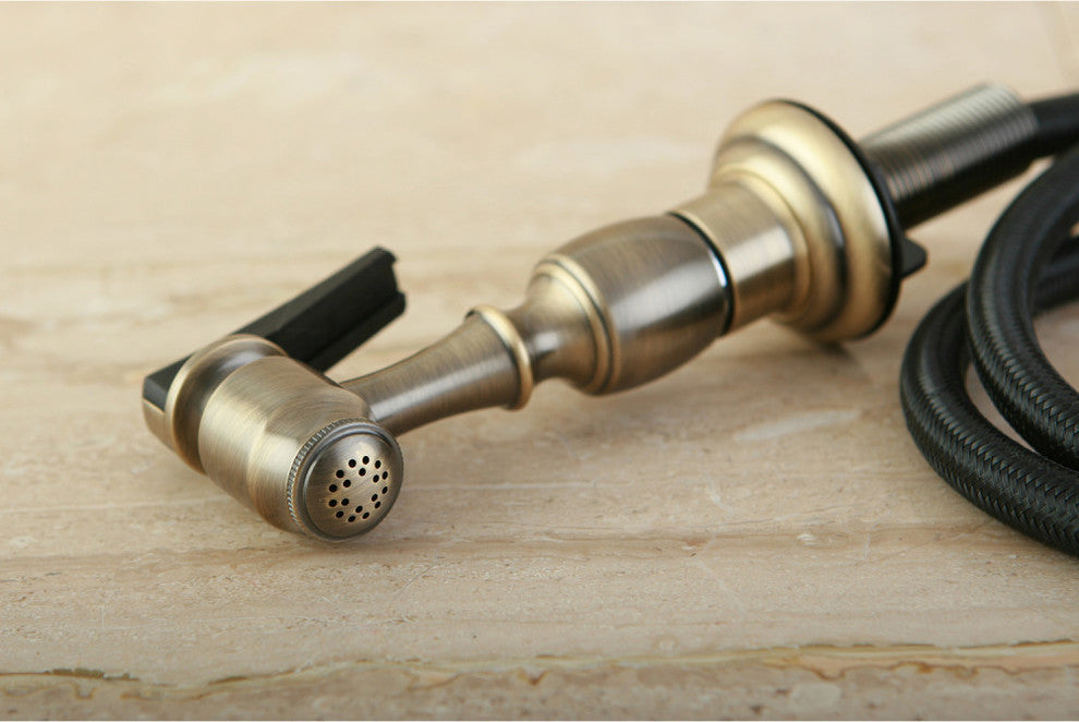 Gourmet Scape Kitchen Faucet Side Sprayer, Antique Brass