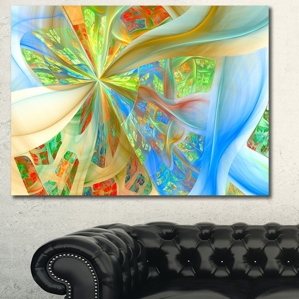 Yellow Fractal Exotic Plant Stems, Oversized Abstract Canvas Art Print, 60x40