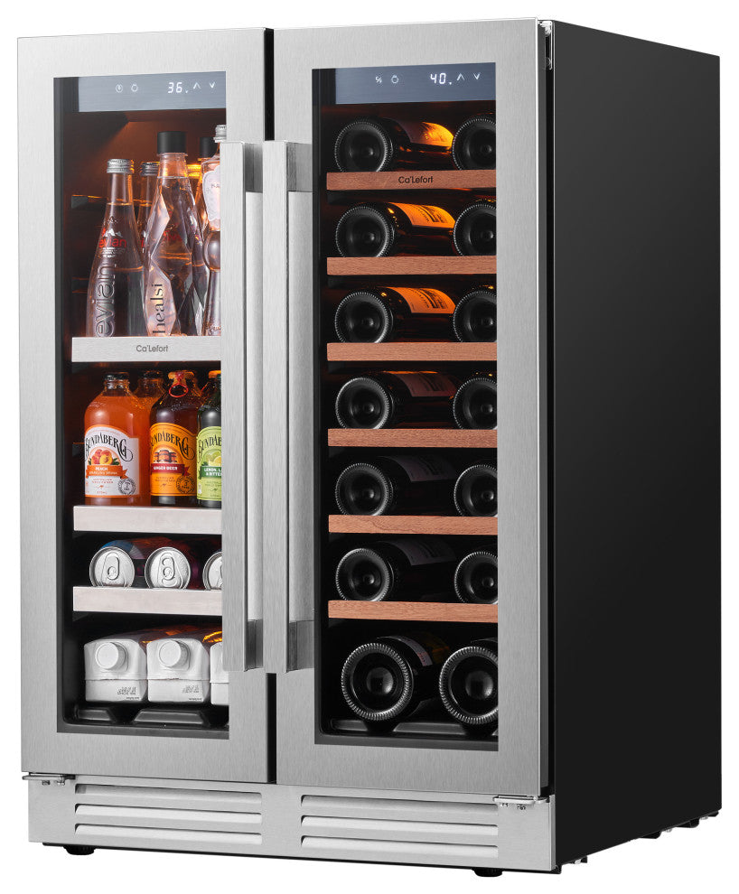 Ca''Lefort 24" Wine Beverage Cooler French Door Dual Zone Refrigerator