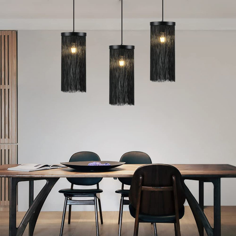 Cylinder Pendant Lights for Kitchen Mini Matte Black Vintage Hanging Light