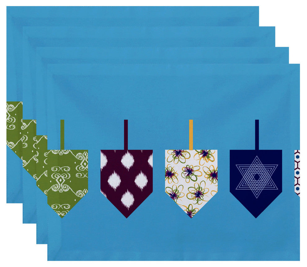 Decorative Holiday Placemat Geometric, Set of 4, Light Blue