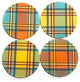 Plaid Coaster Set, Colorful