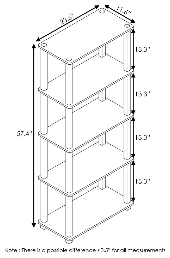 5-Tier Multipurpose Shelf Display Rack With Square Tubes, Walnut/Brown