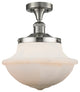Large Oxford 1-Light Semi-Flush Mount, Brushed Satin Nickel, Matte White