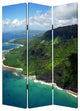 HomeRoots 1" x 48" x 72" Multi Color Wood Canvas Palm Tripical Screen