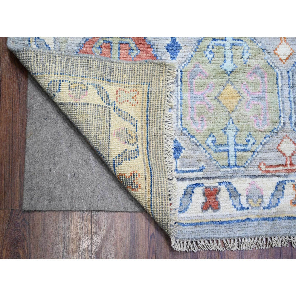 Cloud Gray Anatolian Village Inspired Wool Hand knotted Oriental Rug 10'1"x13'9"