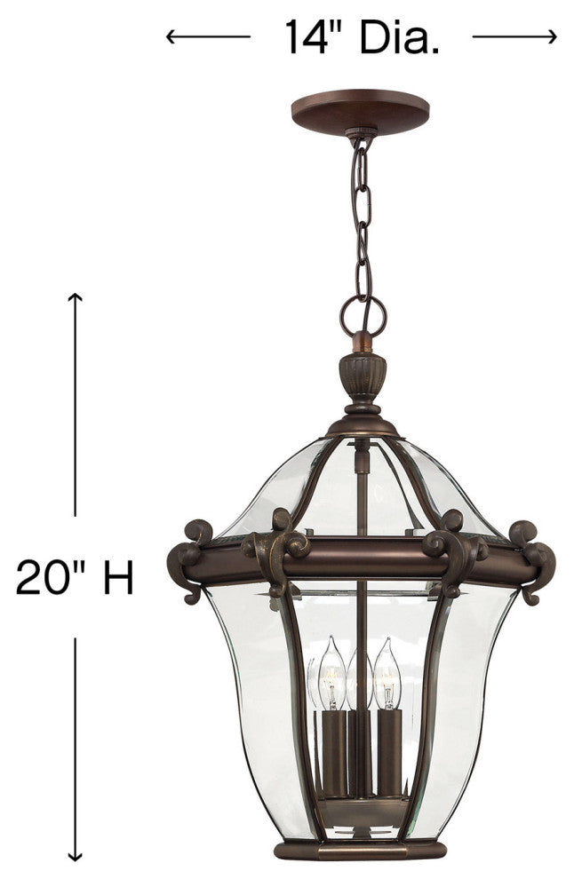 Hinkley San Clemente Medium Hanging Lantern, Copper Bronze