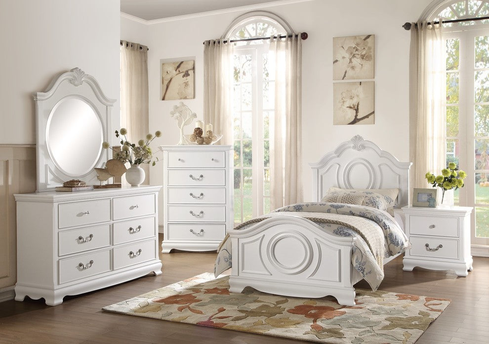 5-Piece Libby Girls Cottage Full Bed, Dresser, Mirror, 2 Nightstand, White