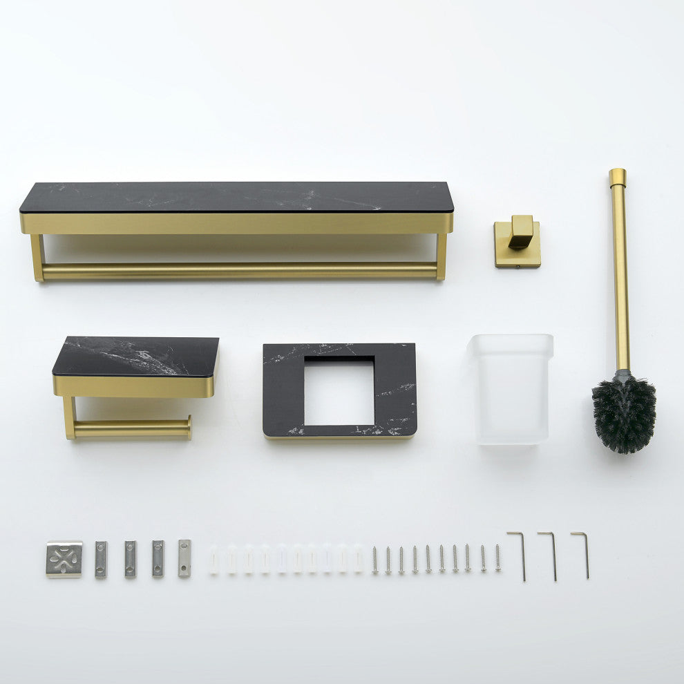4-Piece Bathroom Accessory Hardware Set, Brushed Gold