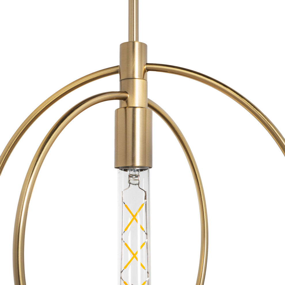 Nyla Single Light Brass Circular Pendant