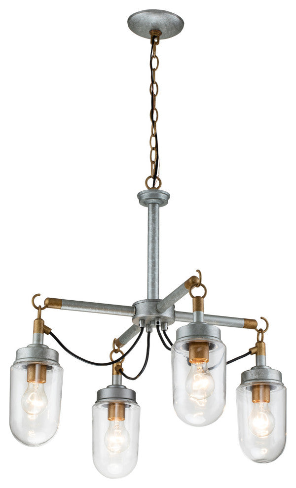 4-Light Gold and Vintage Silver Finish Chandelier