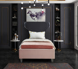 Ghost Velvet Upholstered Bed, Pink, Twin