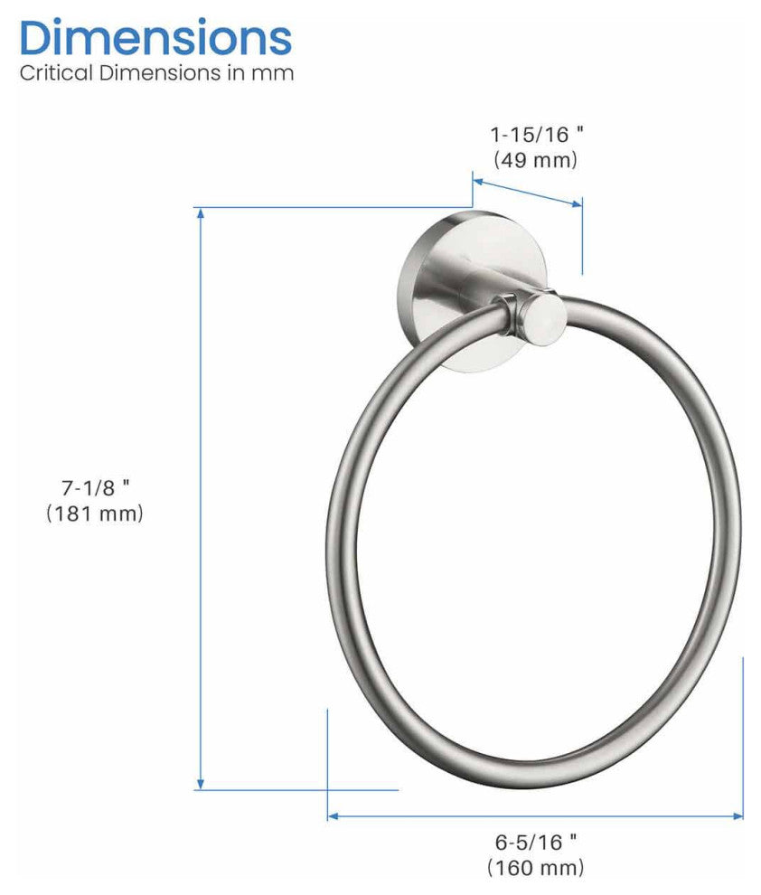 Circular Bathroom Towel Ring, Brushed Nickel