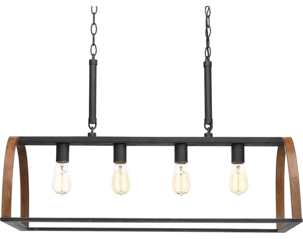 Progress Lighting 4-60W Medium Linear Chandelier, Gilded Iron