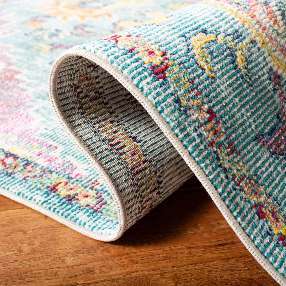 Safavieh Crystal CRS501J Rug, Teal/Orange, 2'2" X 15'