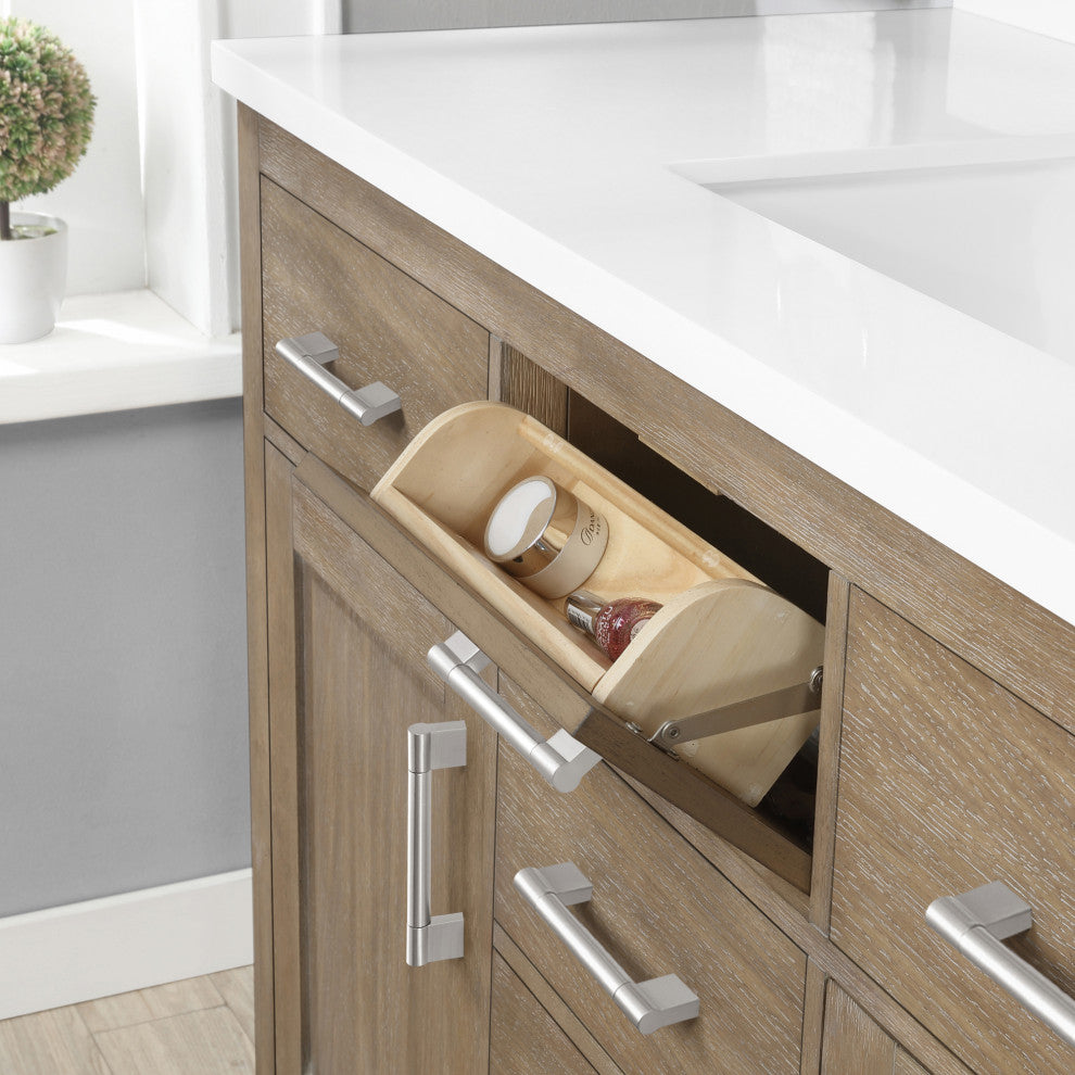 Ove Decors Bailey 48" Single Sink Vanity, Driftwood Oak With Black Hardware