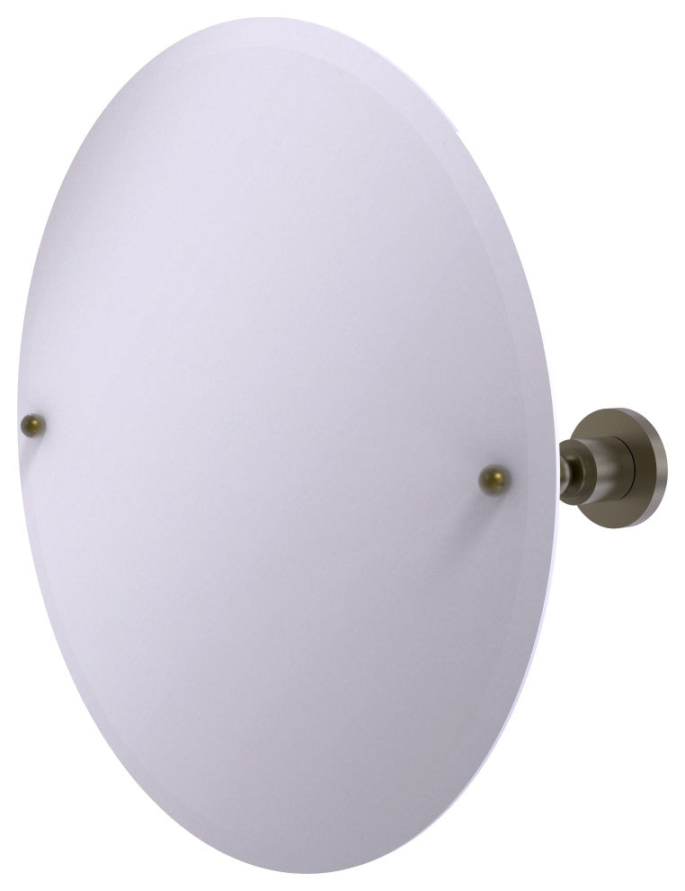 Frameless Round Tilt Mirror with Beveled Edge, Antique Brass
