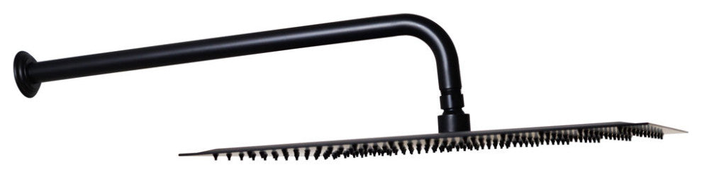 16" Square Shower Head With 19" Shower Arm, Matte Black