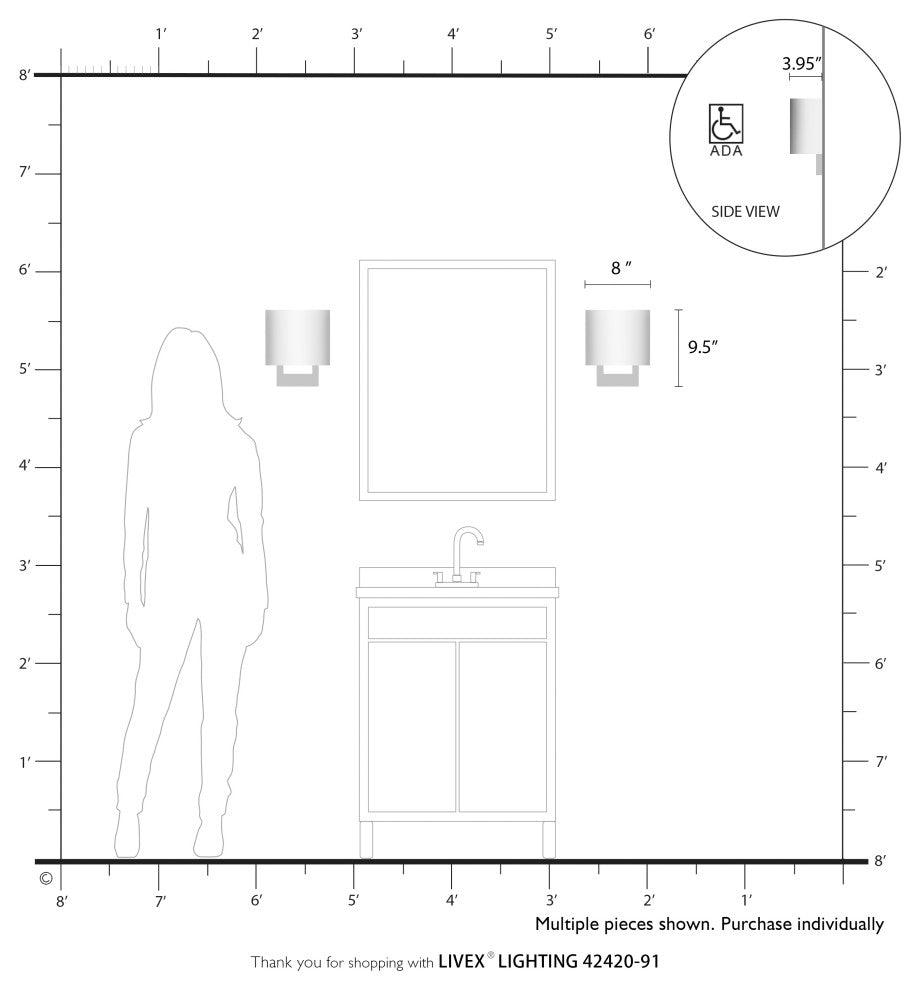 ADA Wall Sconces 1-Light Brushed Nickel Petite ADA Sconce