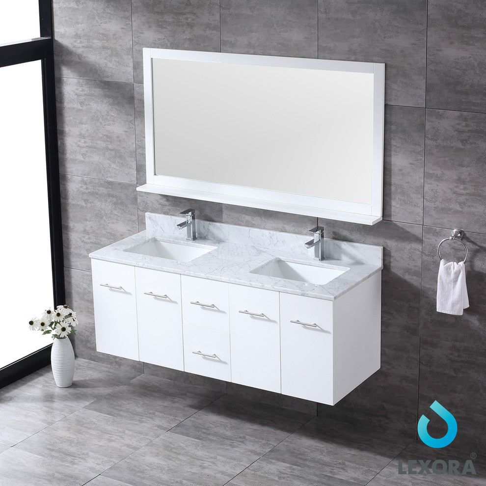 60" Double Vanity With Carrera Marble Top and Sinks