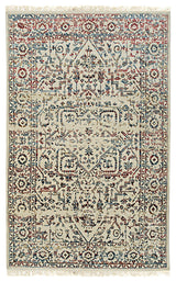 Hand Crafted Wool and Viscose Ivory/Multi Contemporary Modern Rug, 5'x8'