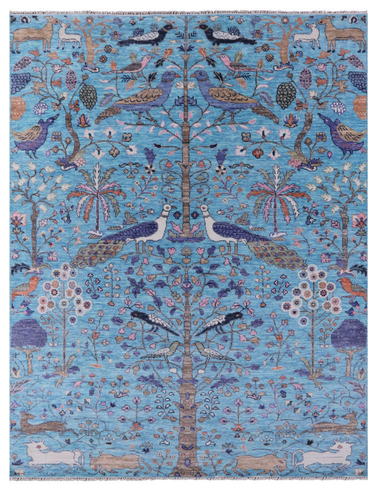 9' 3" X 11' 11" Tree Of Life Hand-Knotted Persian Wool Rug - Q13430