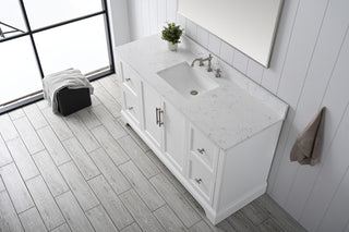 Vanity Art Bathroom Vanity With Sink & Top, White, 60", Engineered Marble