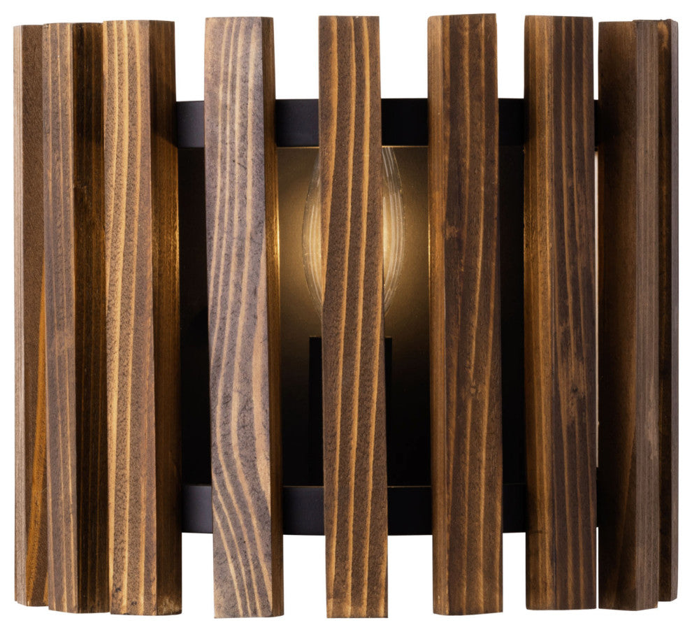 Varaluz 387W01 Suratto 7" Tall Wall Sconce - Matte Black / Honey Blonde