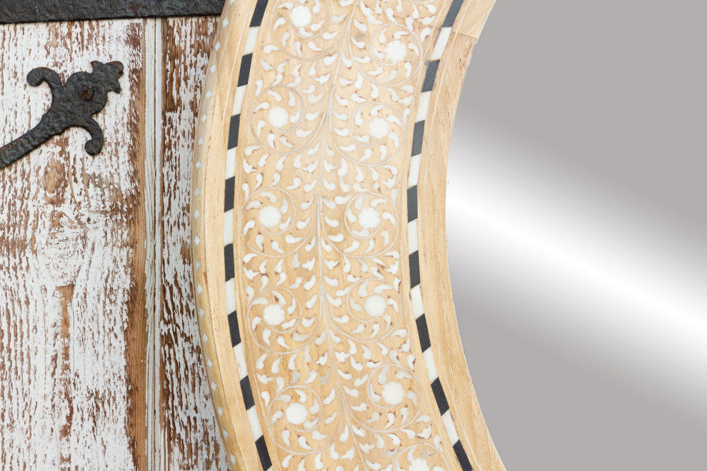 Bleached Farmhouse Zellige Round Inlay Mirror