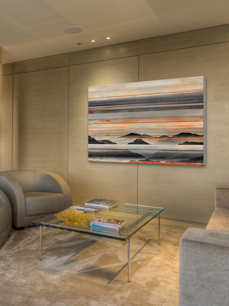 "Desert Mountains" Painting Print on White Wood, 45"x30"