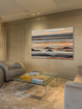 "Desert Mountains" Painting Print on White Wood, 45"x30"