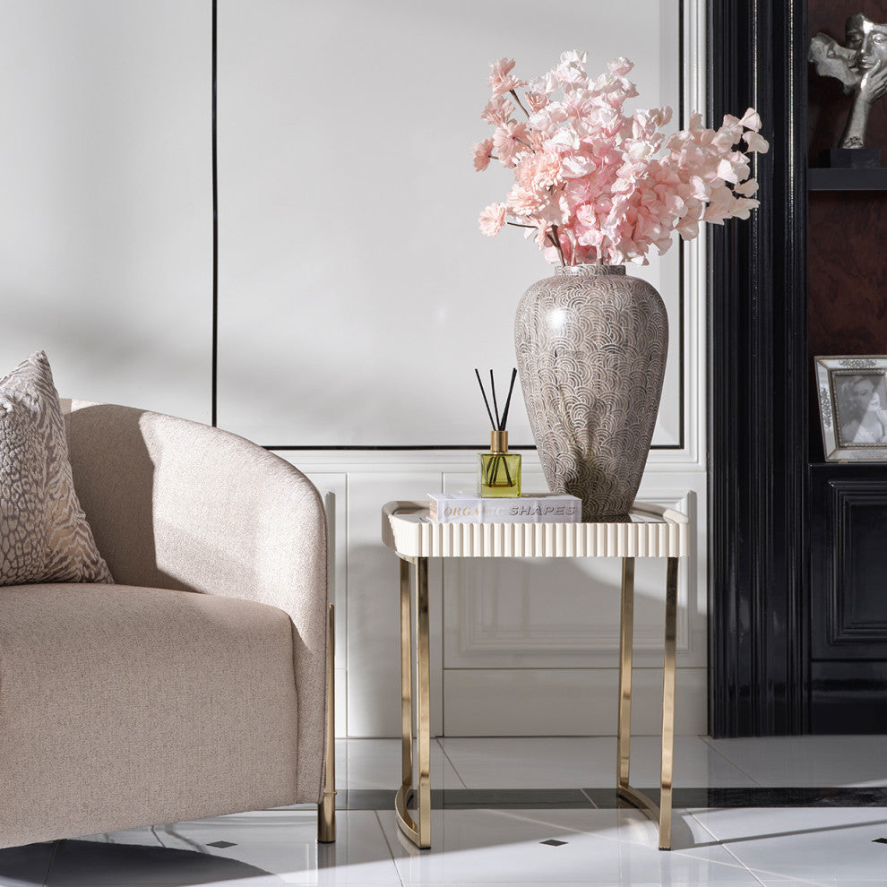 Lisbon Side Table, Silken Matte Cream