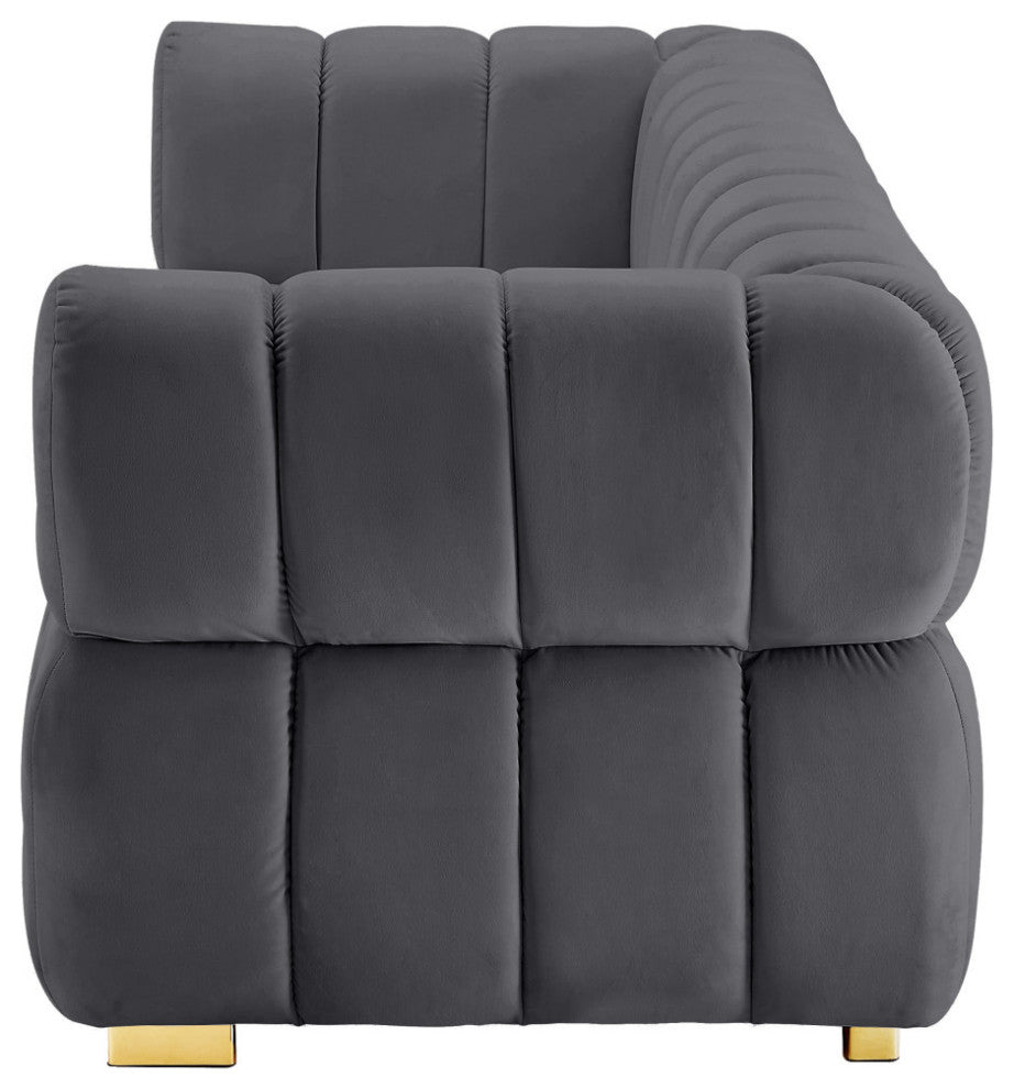 Gwen Velvet Upholstered Chair, Gray, Sofa