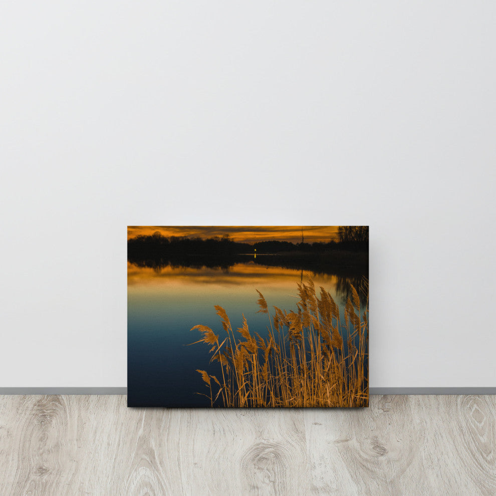 Rustic Canvas Wall Art: Sunset Reedy Point Landscape Print, 12" X 16"