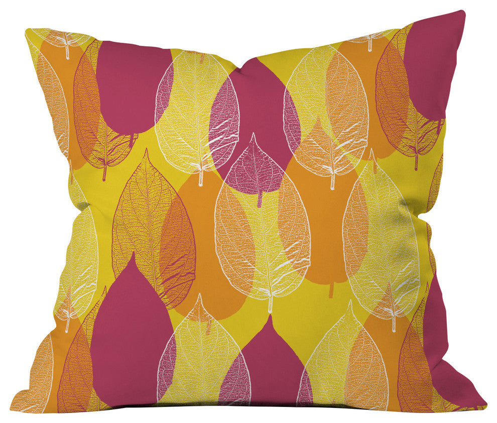Aimee St Hill Big Leaves Yellow Throw Pillow, 18"x18"