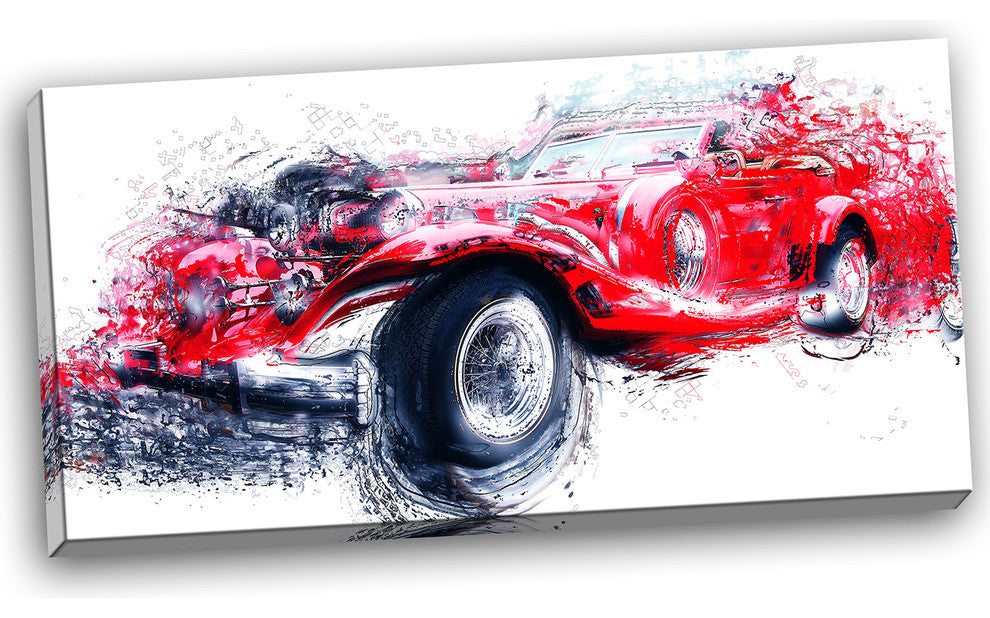 "Red Vintage Classic Car" Canvas Painting