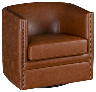 Madison Park Capstone Tufted Barrel Swivel Chair, Brown