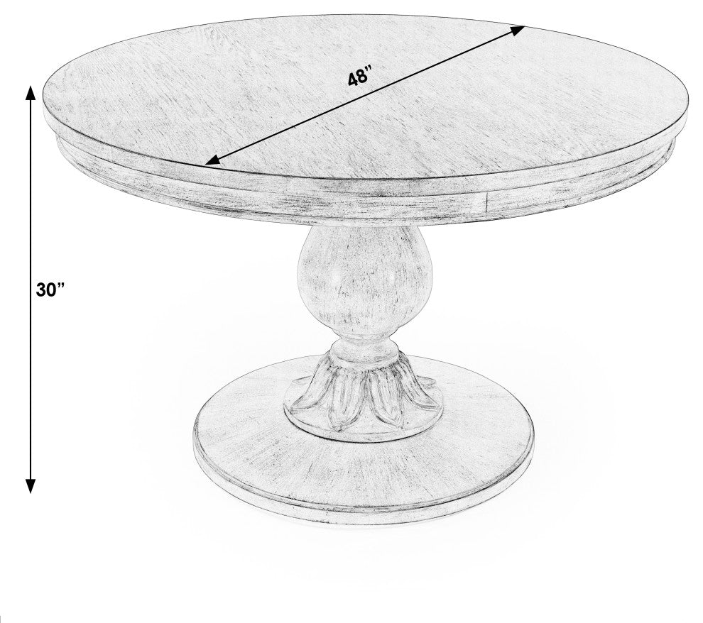 Evie 48" Round Pedestal Dining Table, Driftwood