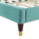 Platform Bed Frame, Full Size, Velvet, Blue, Modern Contemporary, Bedroom Master