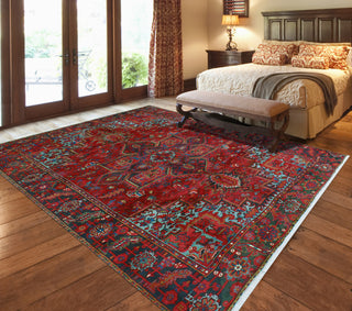 Fine Vintage Heriz Makbule Red/Charcoal Rug, 7'7 x 9'9