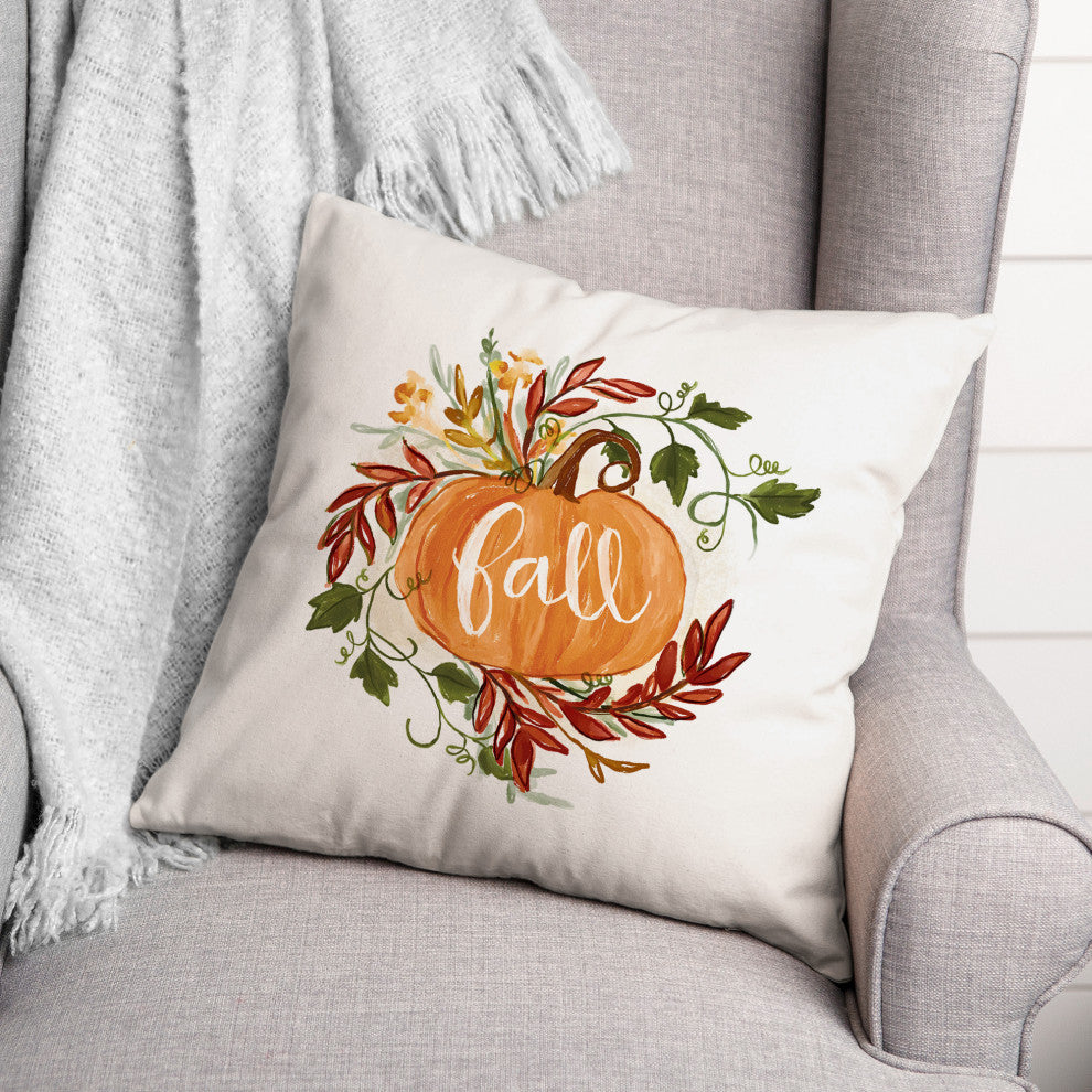 Fall Pumpkin Vine 2 18x18 Spun Poly Pillow